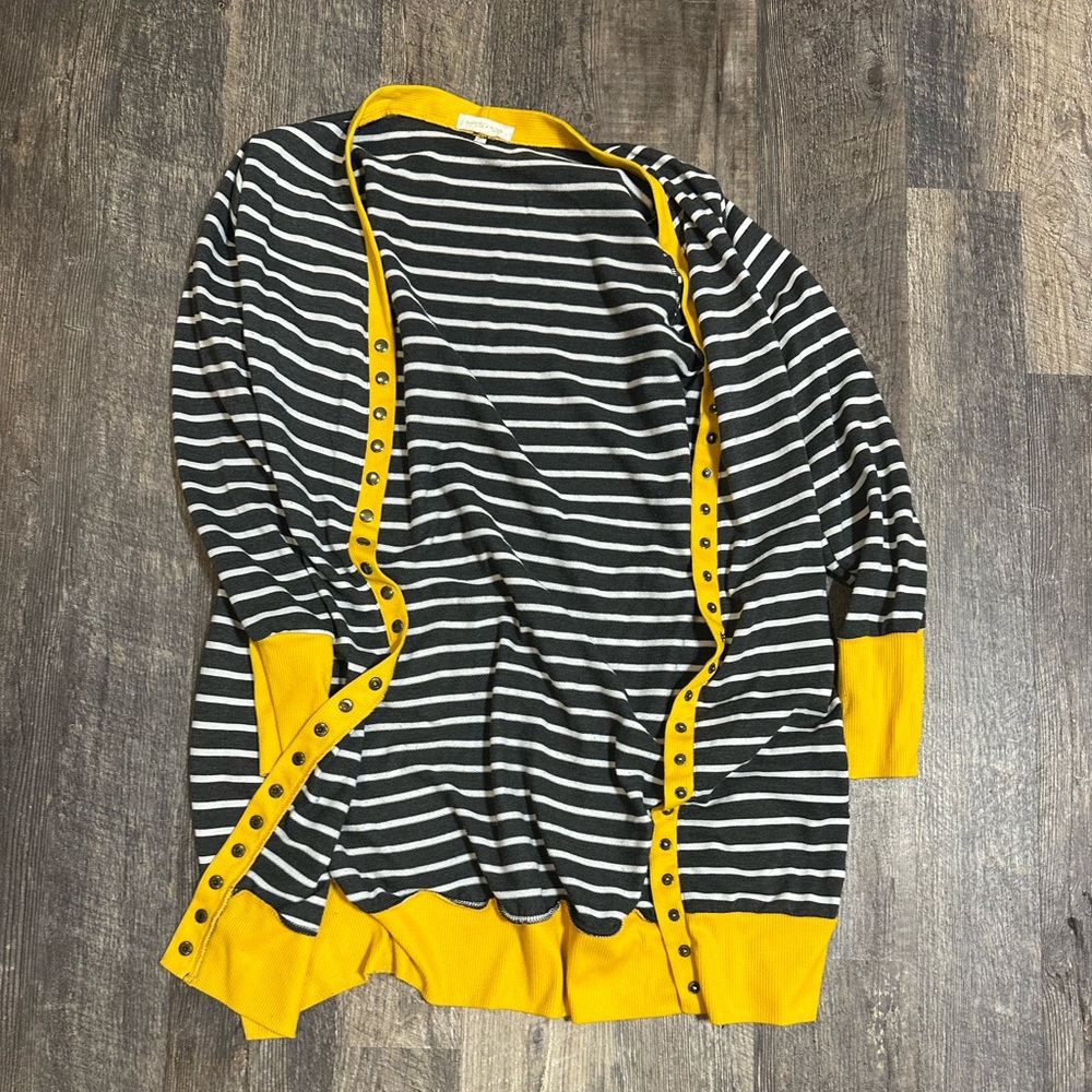 Yellow and grey striped cardigan